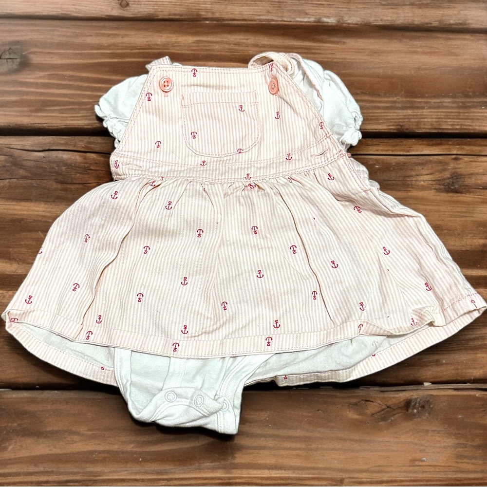 Carters Just one you Dress , Sz 6 months Cotton w anchors 2 Piece